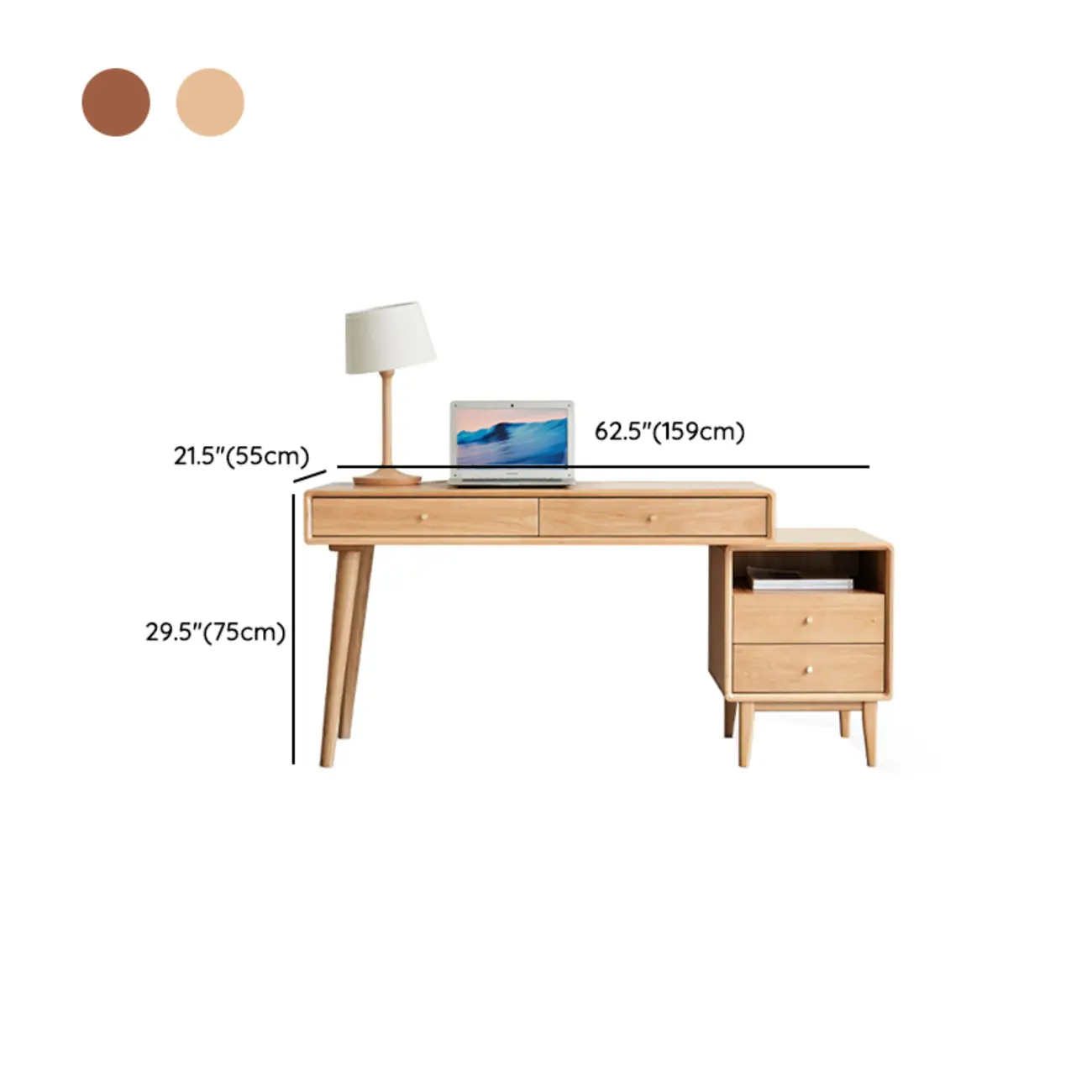 Modern Wooden Writing Desk with Drawers & Shelves in Walnut Image - 20 | homeyfad