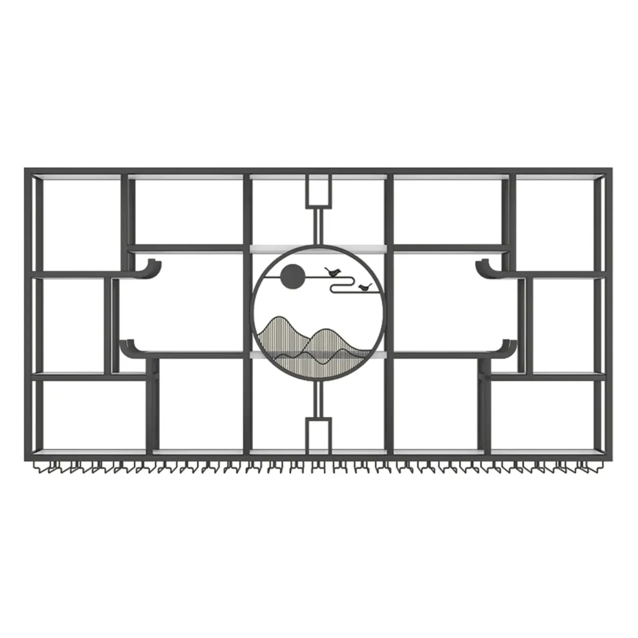 Wall-Mounted Metal Wine Rack with Glass Holder Image - 3