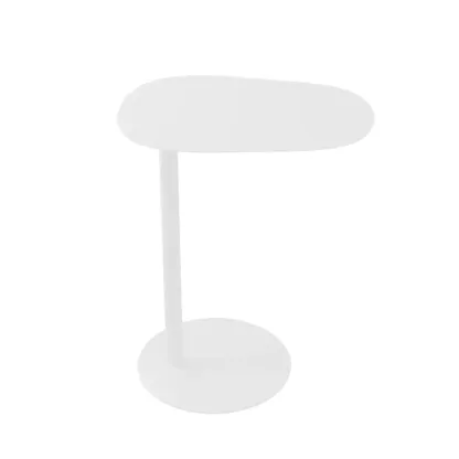 White Round Sintered Stone Top End Table Image - 3
