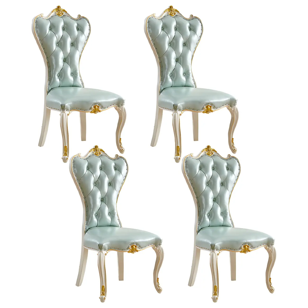 Victorian Leather High Back Dining Chair Set of 2 Image - 30 | homeyfad