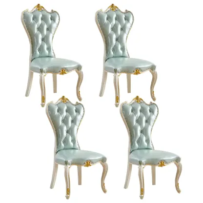Victorian Leather High Back Dining Chair Set of 2 Image - 30