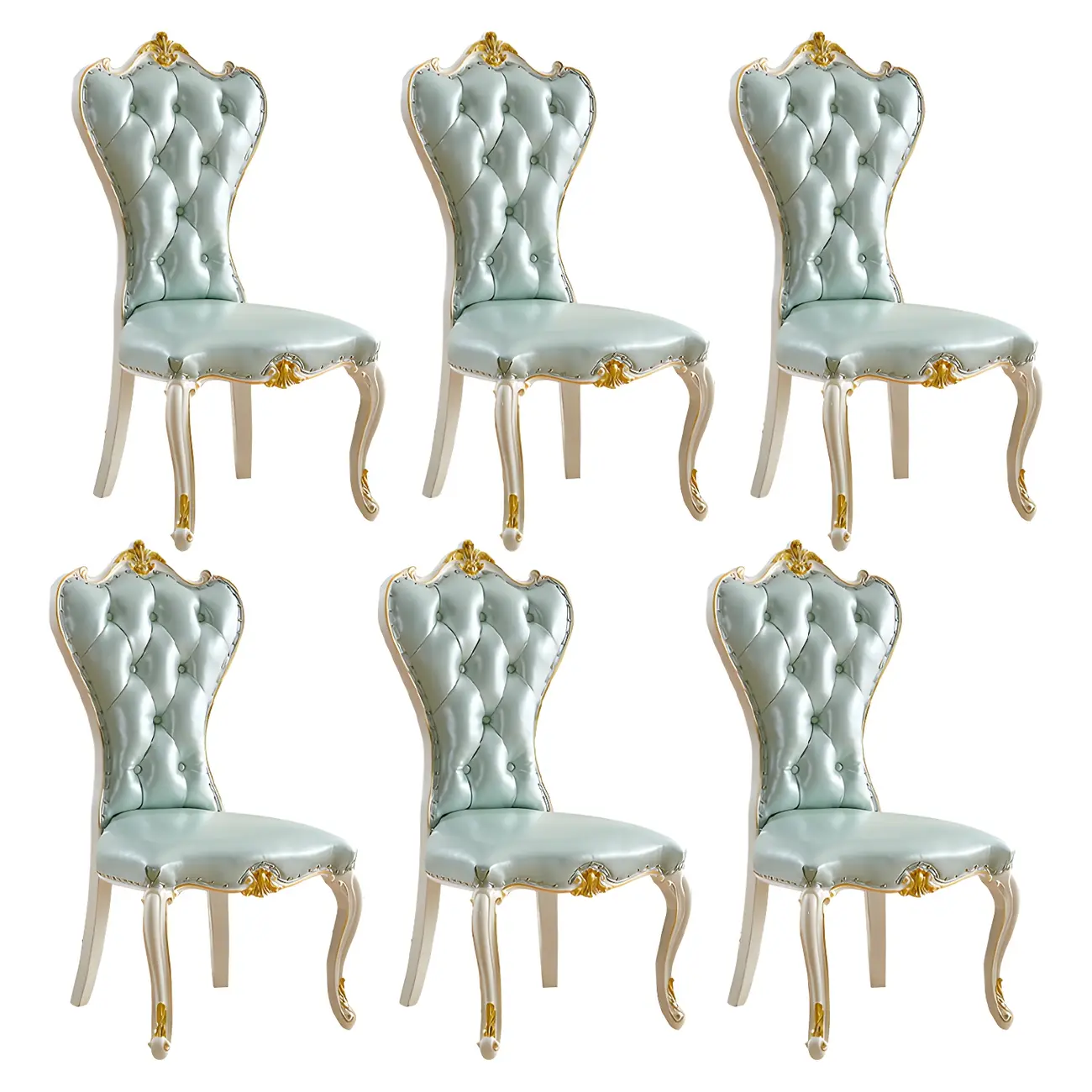 Victorian Leather High Back Dining Chair Set of 2 Image - 31 | homeyfad