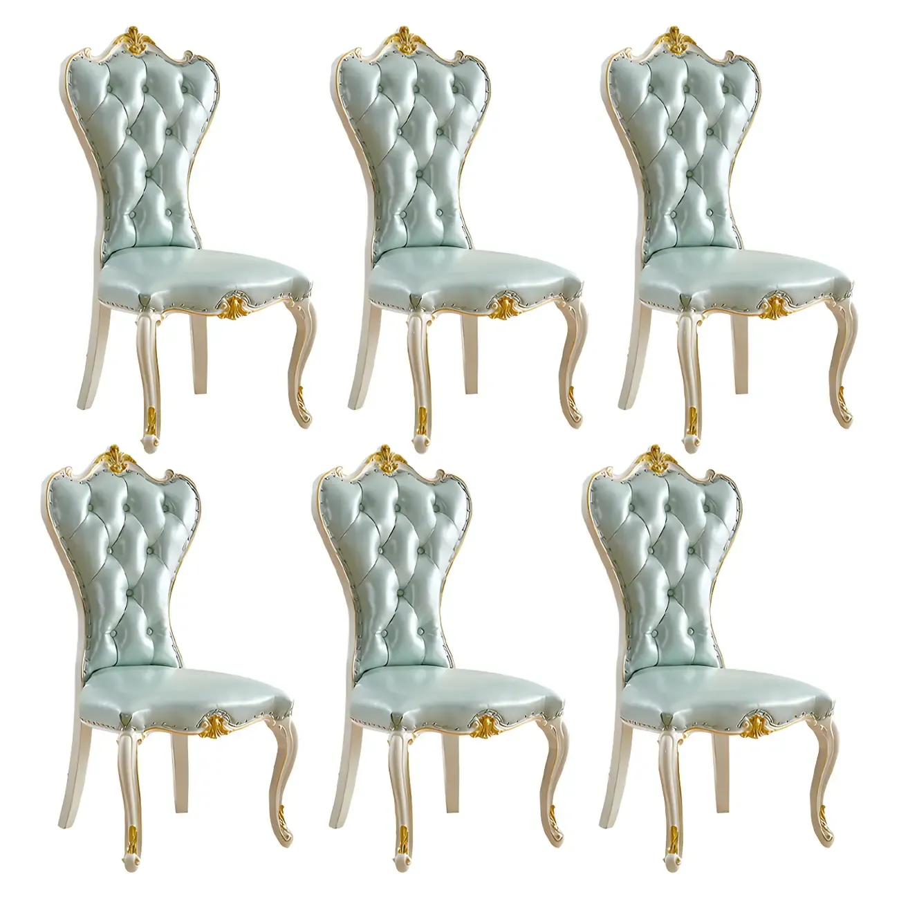 Victorian Leather High Back Dining Chair Set of 2 Image - 31