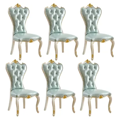Victorian Leather High Back Dining Chair Set of 2 Image - 31