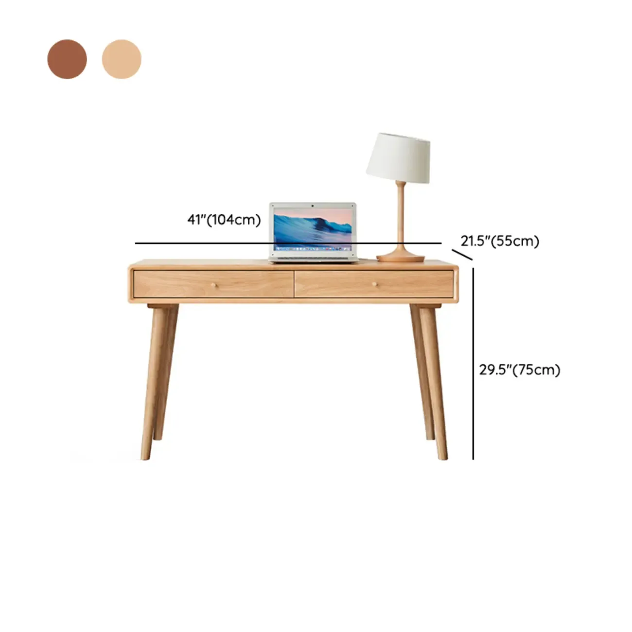 Modern Wooden Writing Desk with Drawers & Shelves in Walnut Image - 23