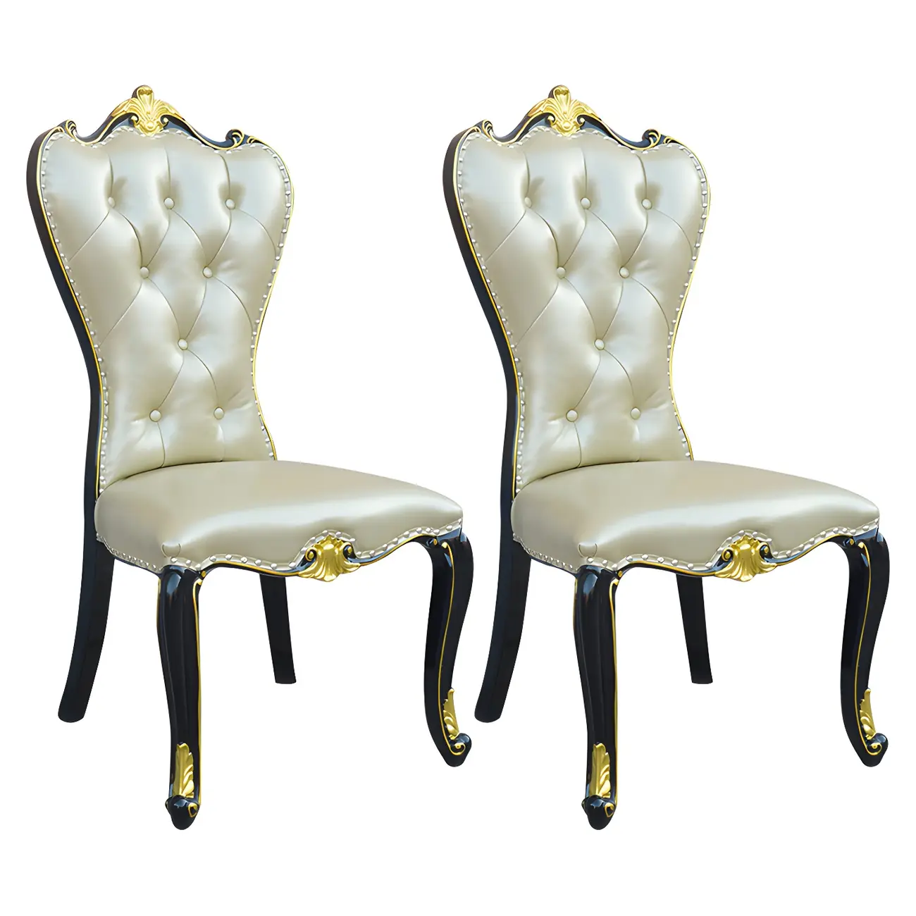 Victorian Leather High Back Dining Chair Set of 2 Image - 32 | homeyfad