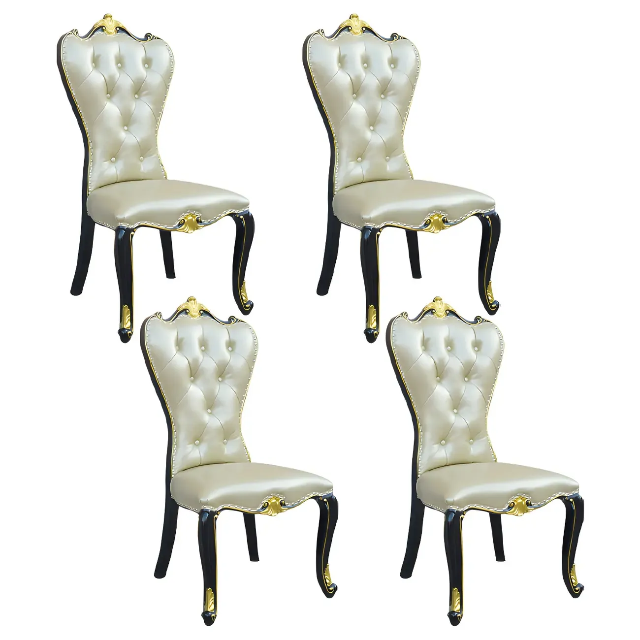 Victorian Leather High Back Dining Chair Set of 2 Image - 33