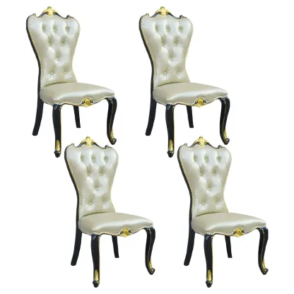 Victorian Leather High Back Dining Chair Set of 2 Image - 33