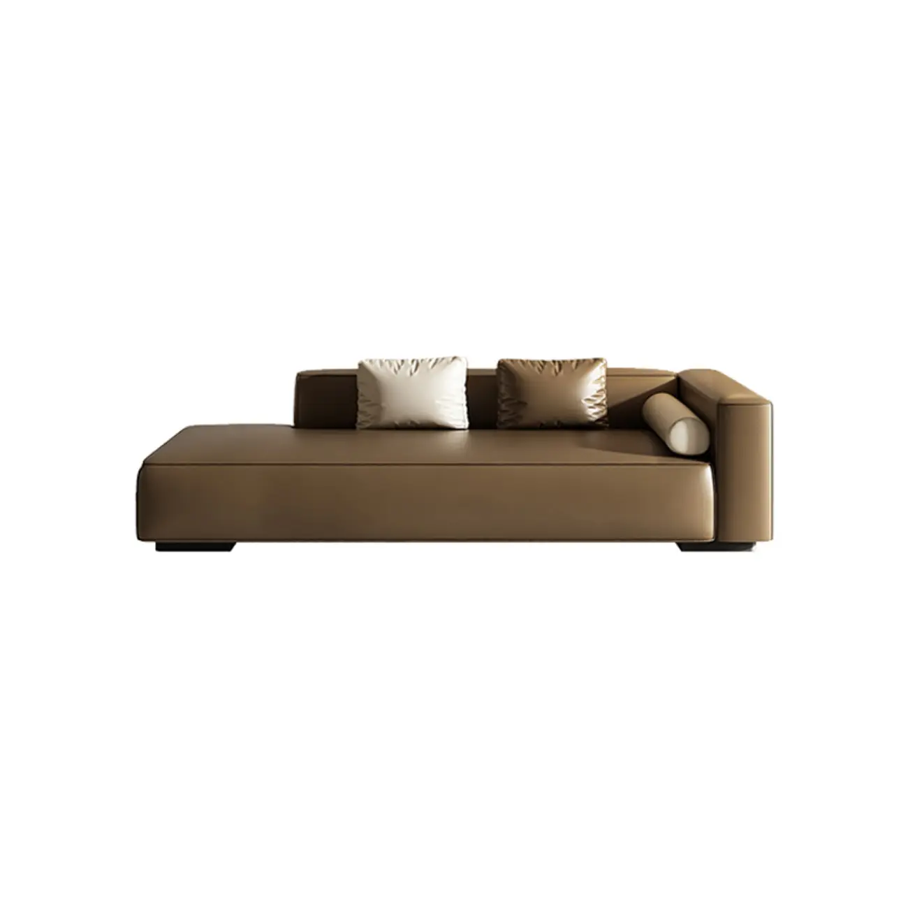 Modern Leather Wooden Chaise Lounge with Square Arm Image - 10 | homeyfad