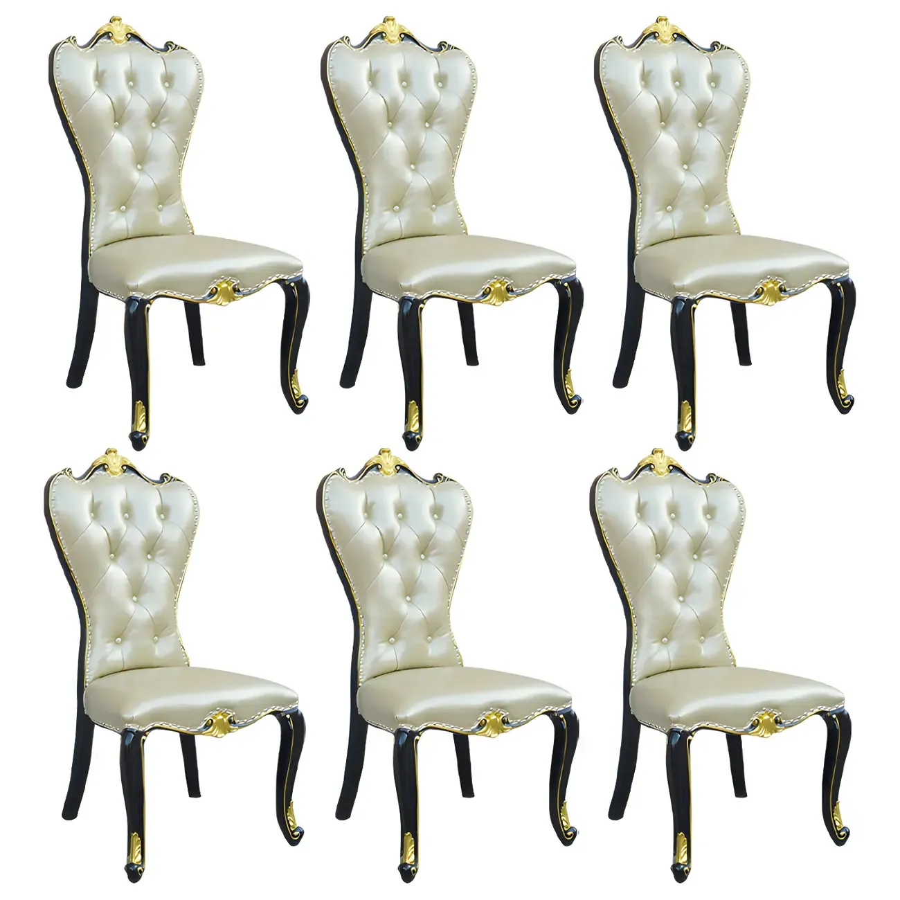 Victorian Leather High Back Dining Chair Set of 2 Image - 34