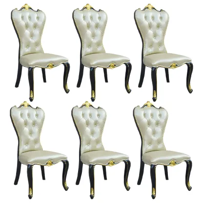 Victorian Leather High Back Dining Chair Set of 2 Image - 34