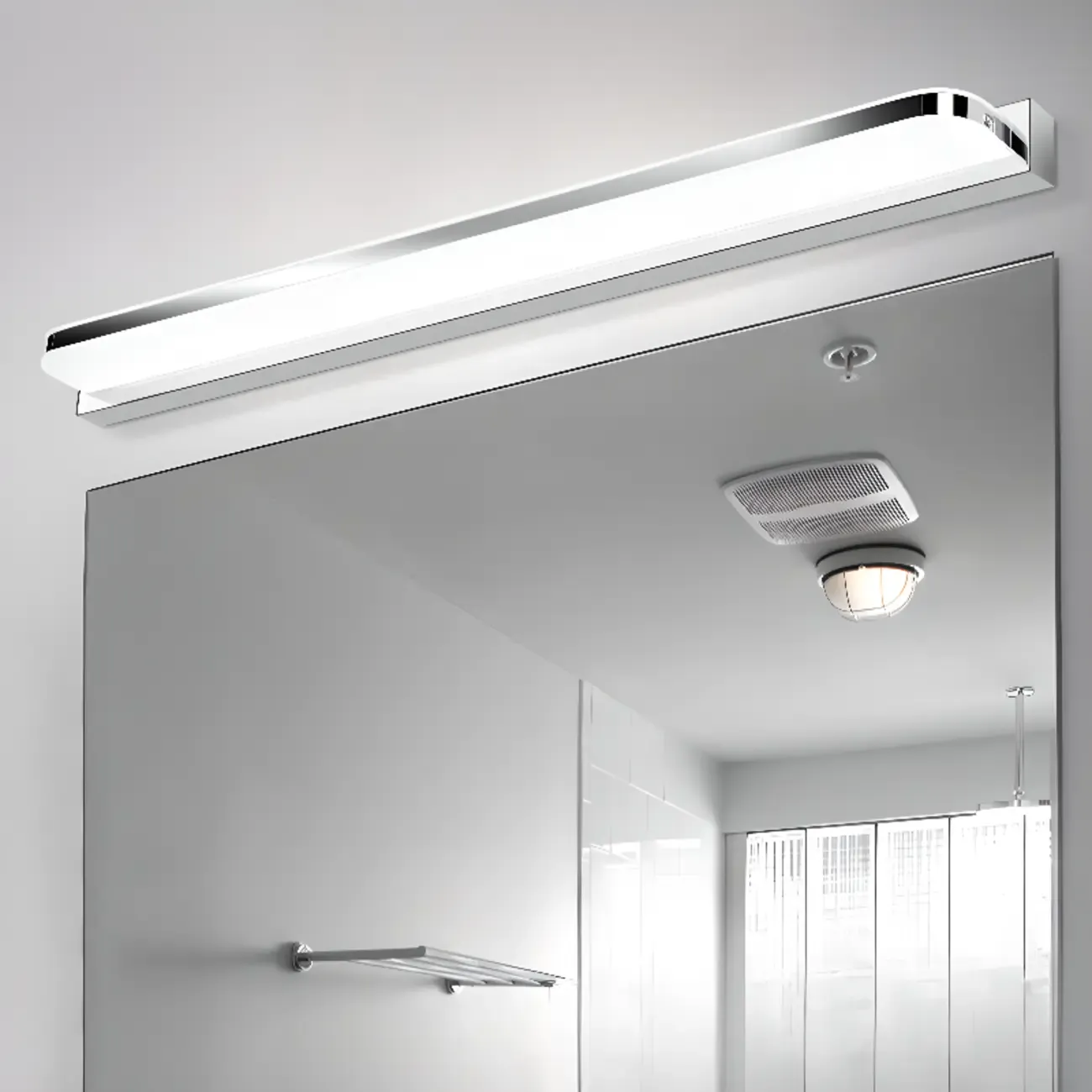 Modern Geometric Vanity Light with White Shade for Bathroom Image - 1