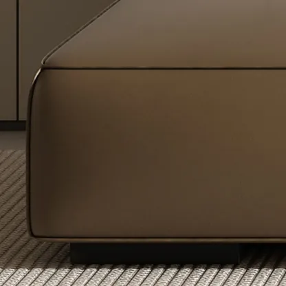 Modern Leather Wooden Chaise Lounge with Square Arm Image - 12