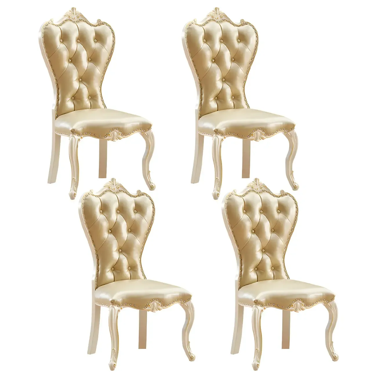 Victorian Leather High Back Dining Chair Set of 2 Image - 36