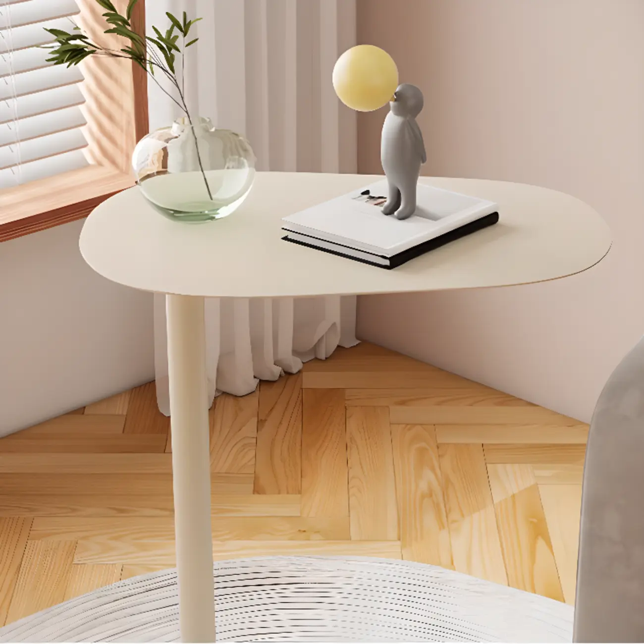 White Round Sintered Stone Top End Table Image - 10 | homeyfad