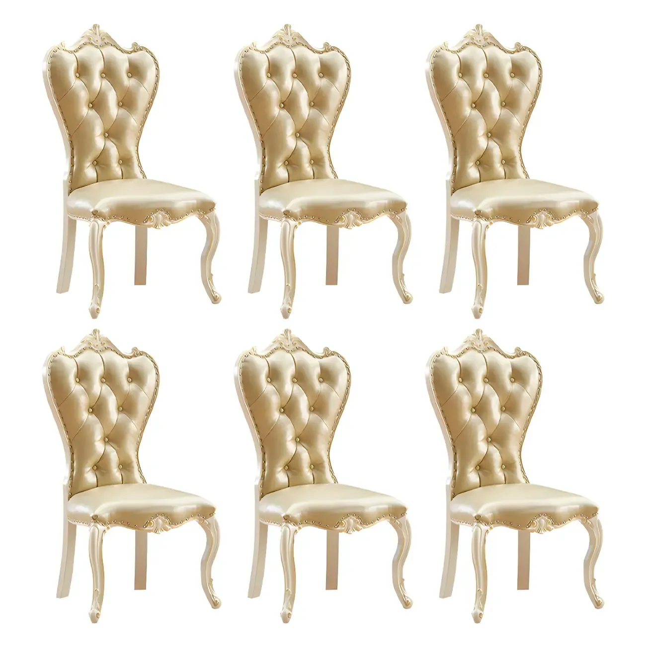 Victorian Leather High Back Dining Chair Set of 2 Image - 37