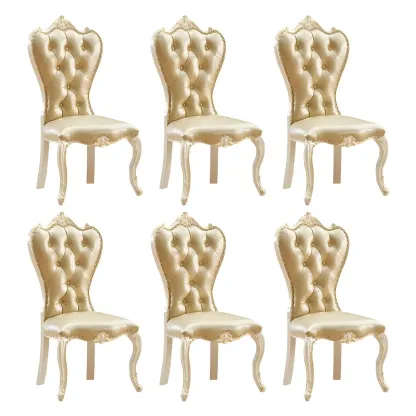 Victorian Leather High Back Dining Chair Set of 2 Image - 37