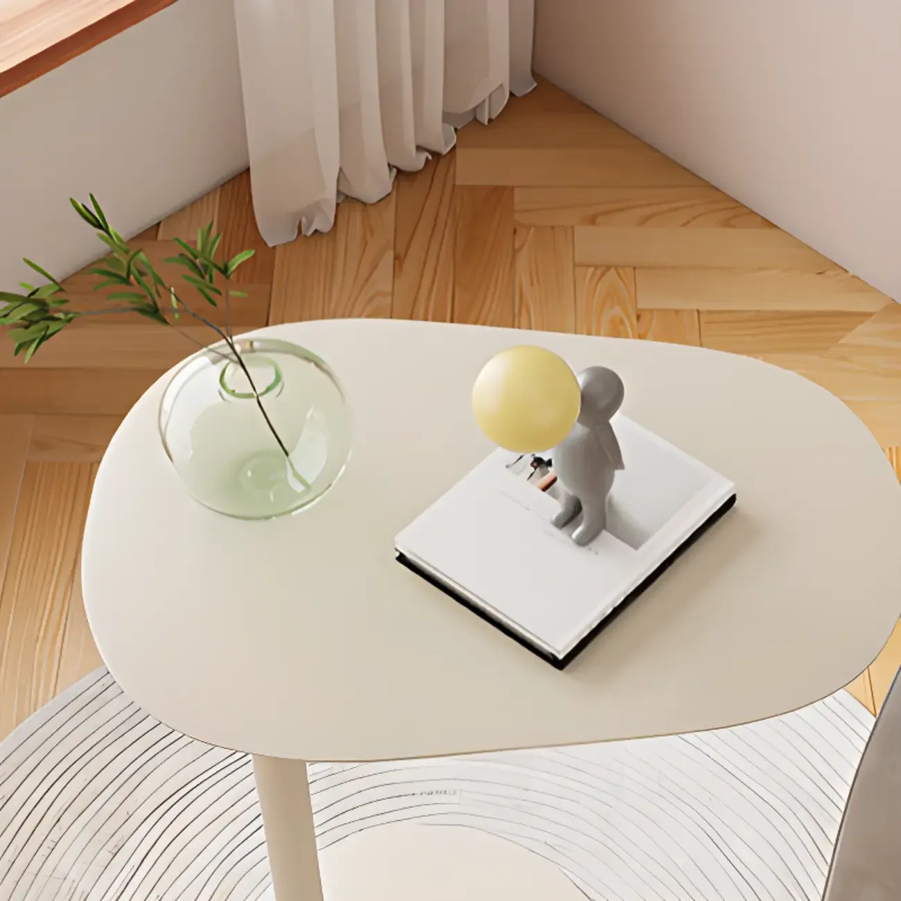 White Round Sintered Stone Top End Table Image - 11