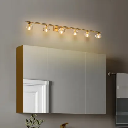 Elegant Vanity Lights Over Mirror with Crystal Lampshade  Image - 3