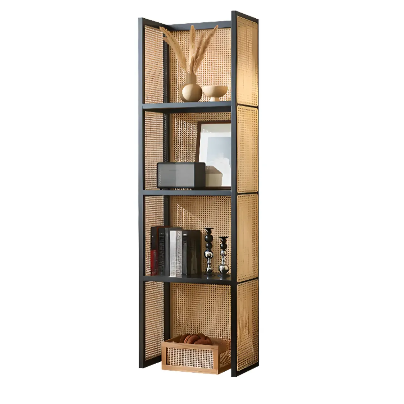 71" 3-Tier Modern Wooden Mesh Bookshelf  Image - 8