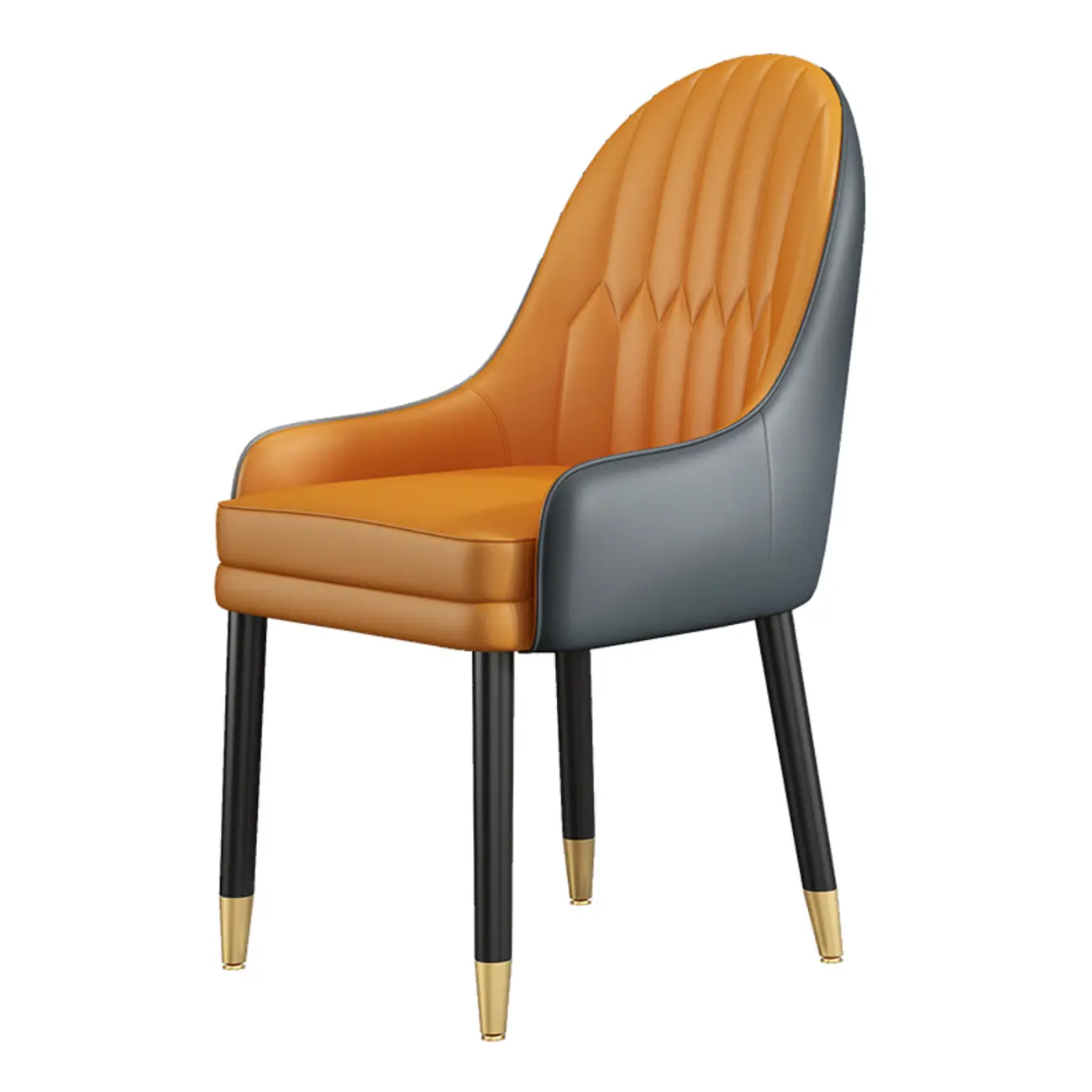 Faux Leather Dining Chair Color Block Sloped Arm with Metal Legs Image - 4 | homeyfad