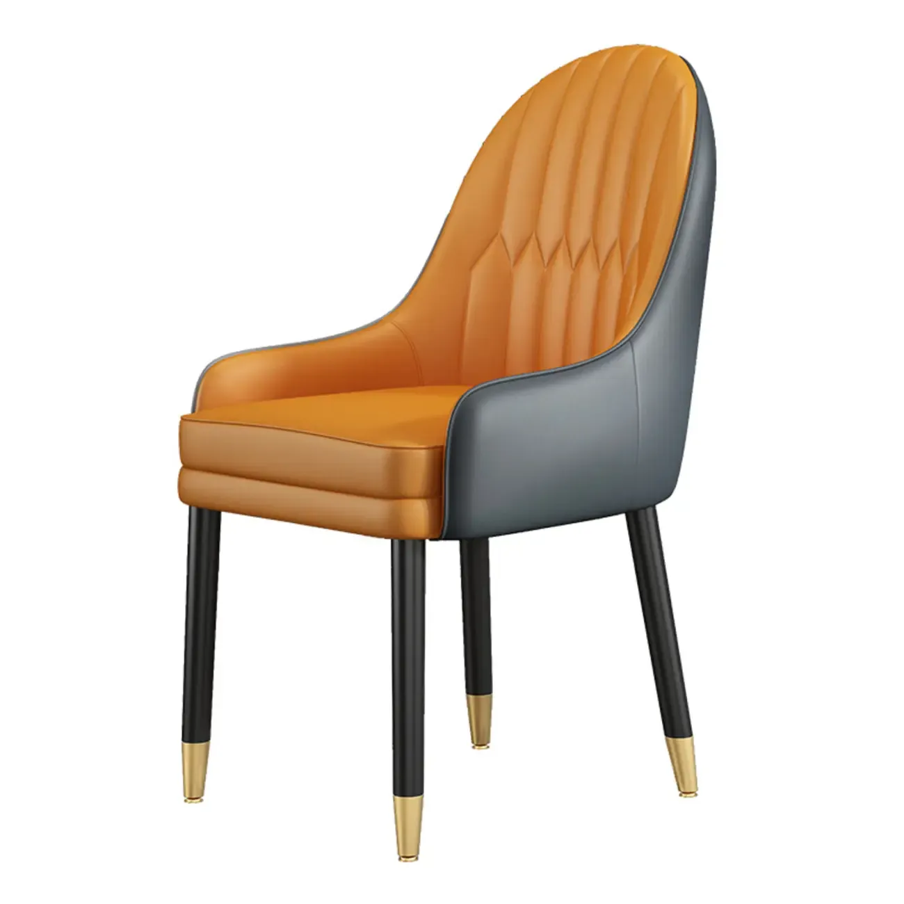 Faux Leather Dining Chair Color Block Sloped Arm with Metal Legs Image - 4