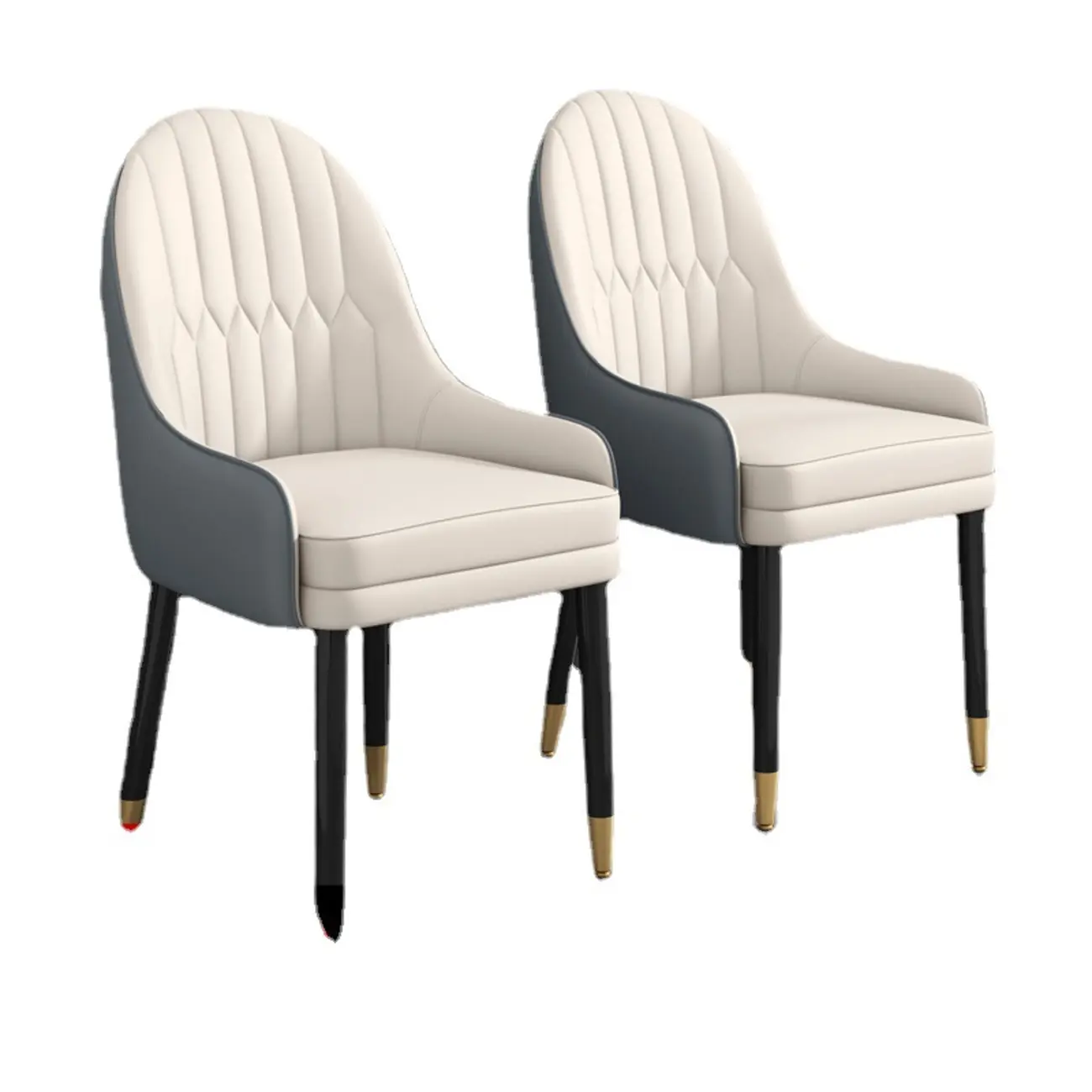 Faux Leather Dining Chair Color Block Sloped Arm with Metal Legs Image - 5 | homeyfad