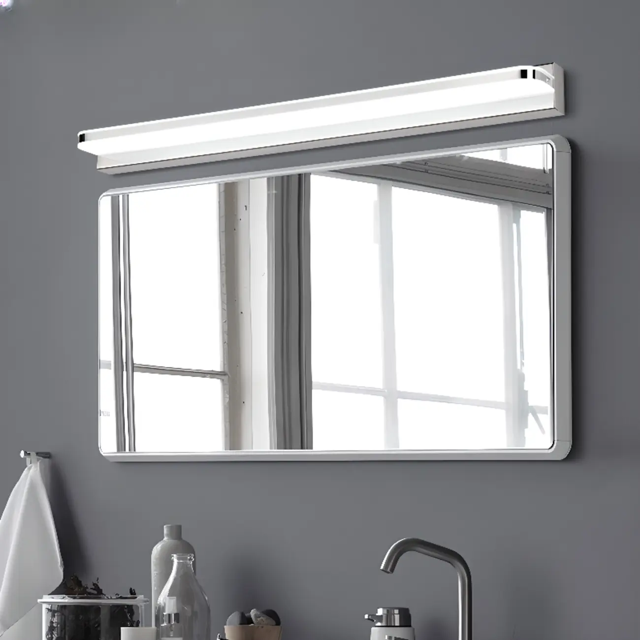 Modern Geometric Vanity Light with White Shade for Bathroom Image - 5 | homeyfad