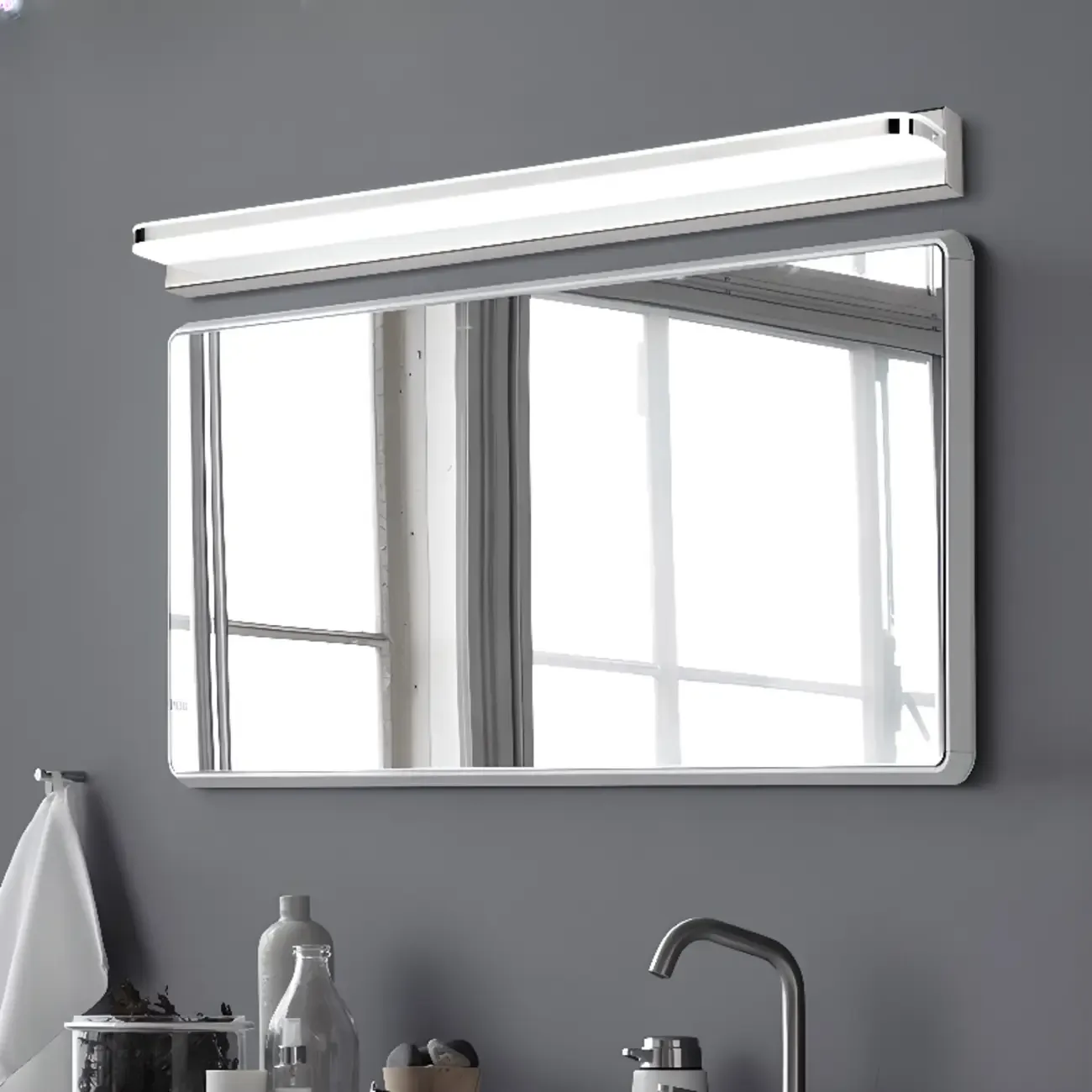 Modern Geometric Vanity Light with White Shade for Bathroom Image - 5