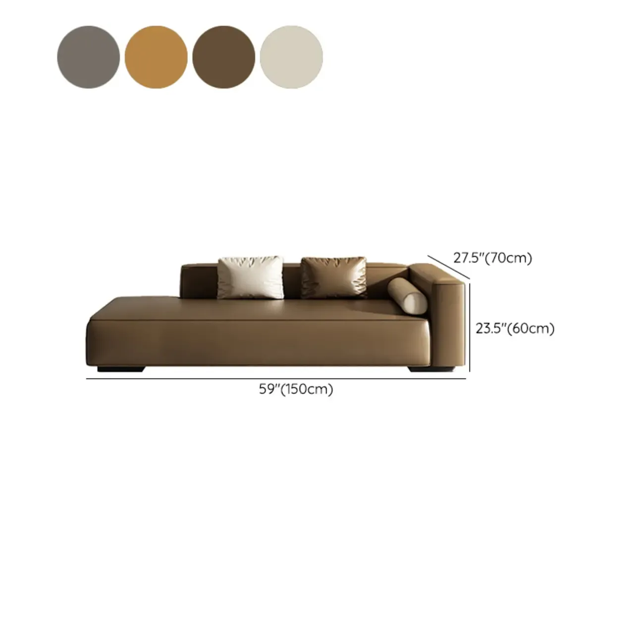 Modern Leather Wooden Chaise Lounge with Square Arm #size