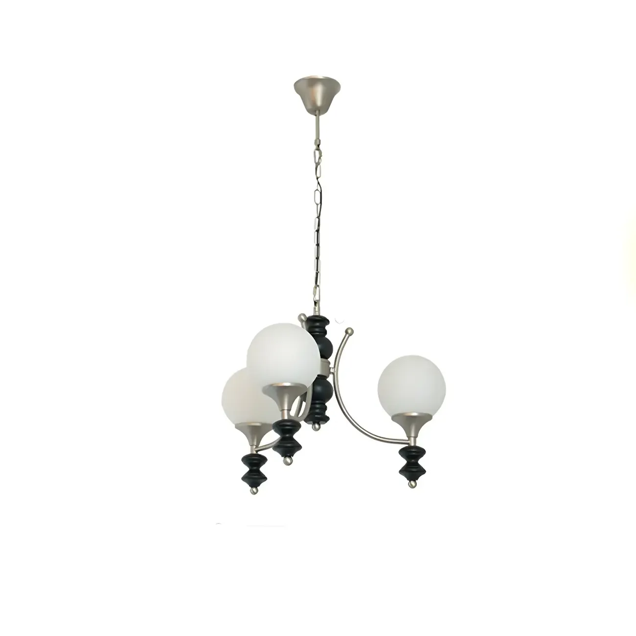 Modern Glass Chandeliers Black Metal Elegant Lighting Image - 5