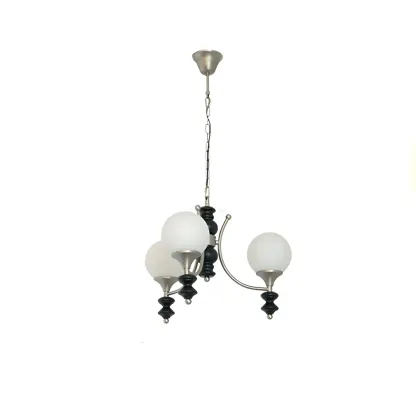 Modern Glass Chandeliers Black Metal Elegant Lighting Image - 5