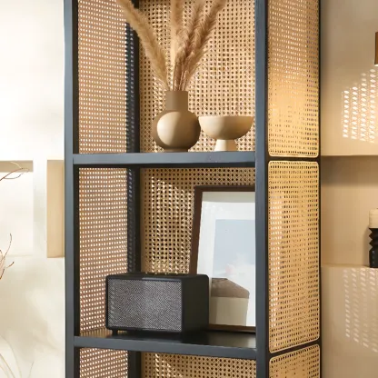 71" 3-Tier Modern Wooden Mesh Bookshelf  Image - 10