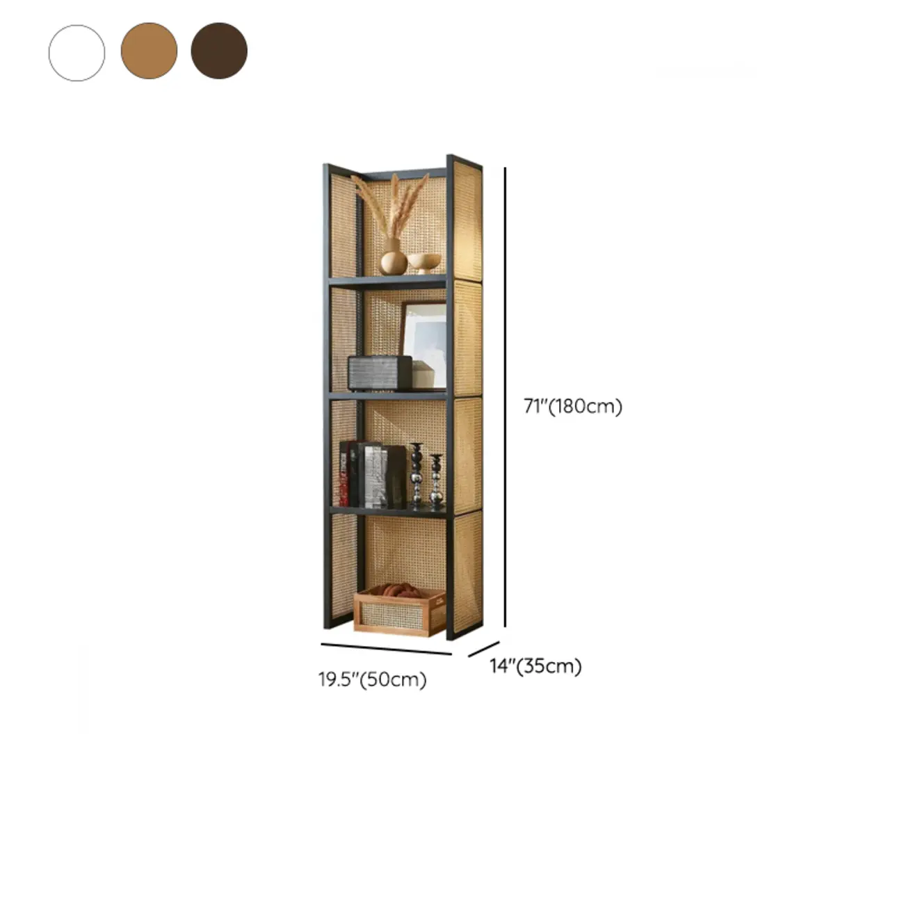 71" 3-Tier Modern Wooden Mesh Bookshelf  #size