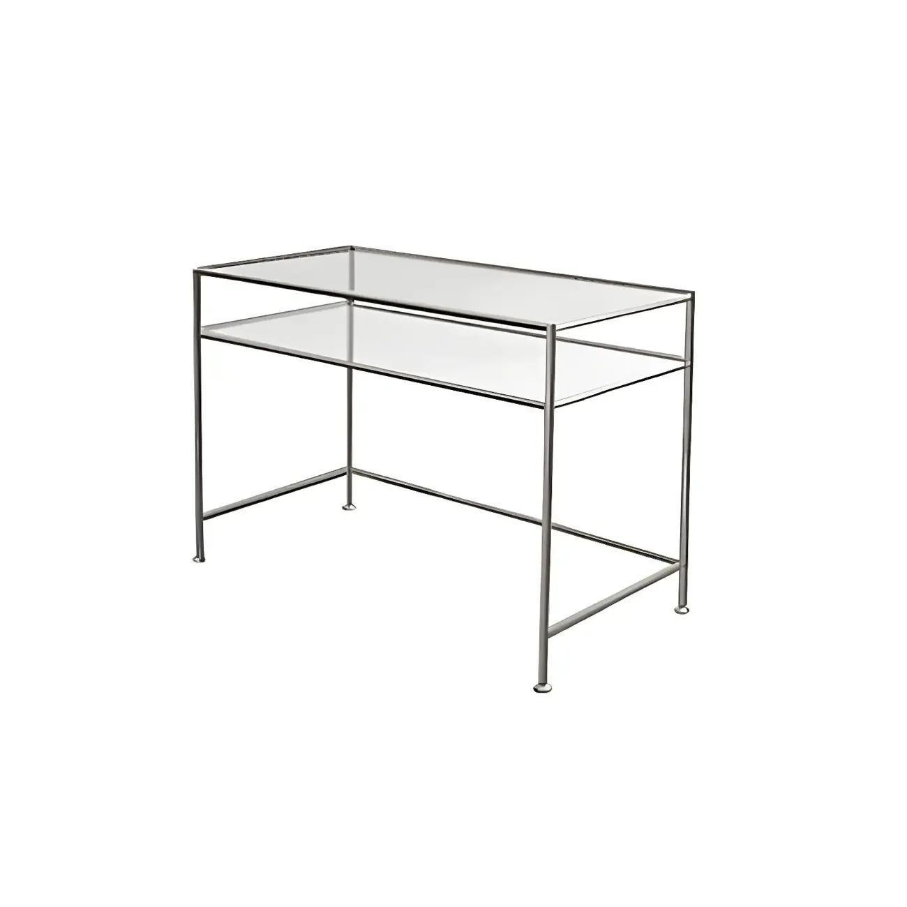31.5"H Rectangular Glass Top Stainless Steel Base Writing Desk  Image - 2