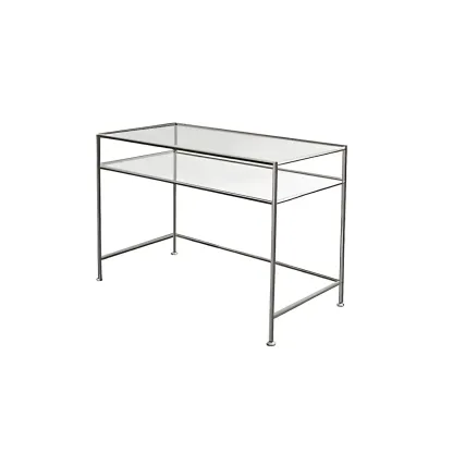 31.5"H Rectangular Glass Top Stainless Steel Base Writing Desk  Image - 2