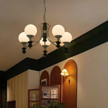 Modern Glass Chandeliers Black Metal Elegant Lighting Image - 1