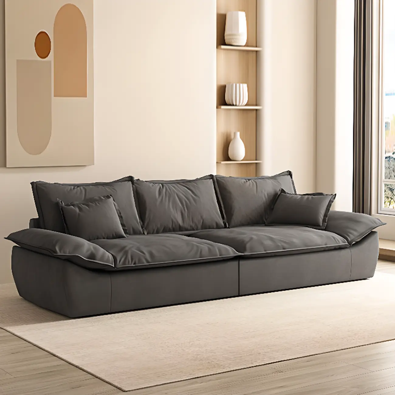 Modern Black Wooden Upholstered Sleeper Sofa 3 Seater Parlor Sofa  Image - 4 | homeyfad