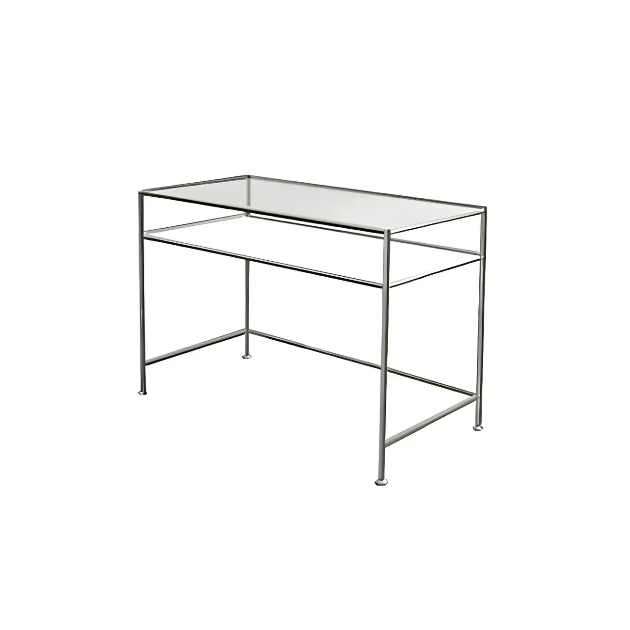 31.5"H Rectangular Glass Top Stainless Steel Base Writing Desk  Image - 3