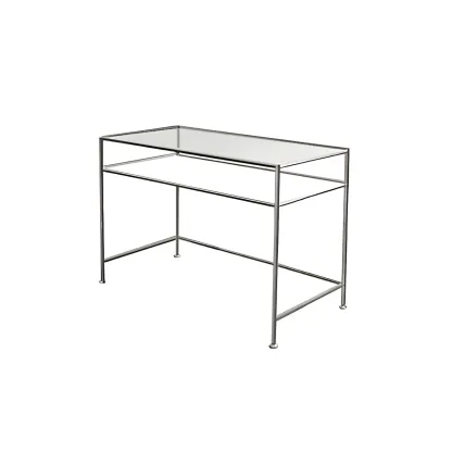 31.5"H Rectangular Glass Top Stainless Steel Base Writing Desk  Image - 3
