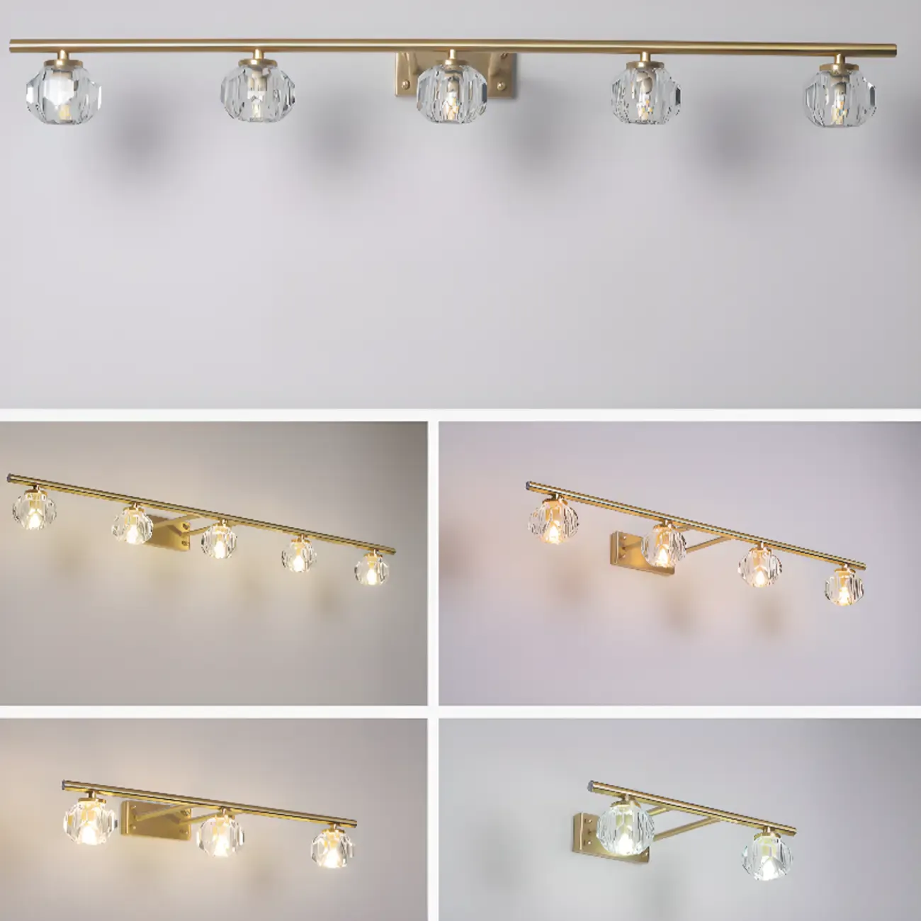 Elegant Vanity Lights Over Mirror with Crystal Lampshade Image - 10