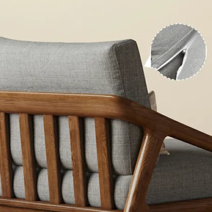 Upholstered Solid Wood Dual-Sided Arm Chaise with Pillow Image - 3