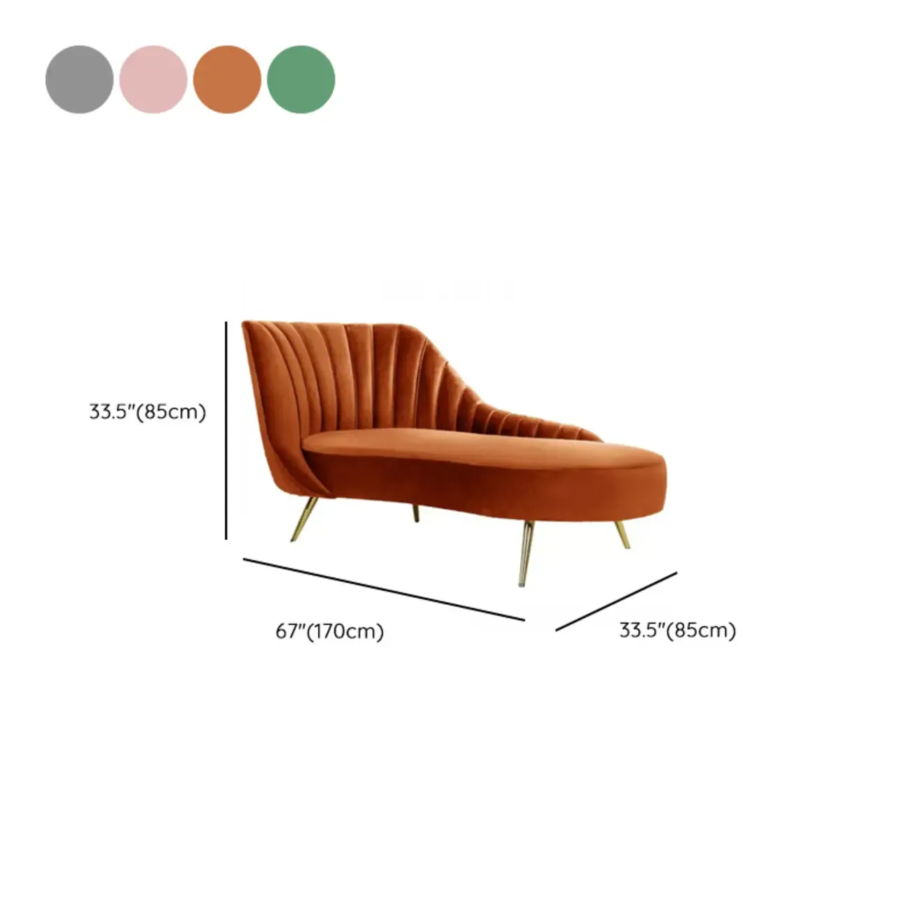 Contemporary Upholstered Reclining Chaise Lounge for Living Room #size