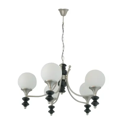 Modern Glass Chandeliers Black Metal Elegant Lighting Image - 8