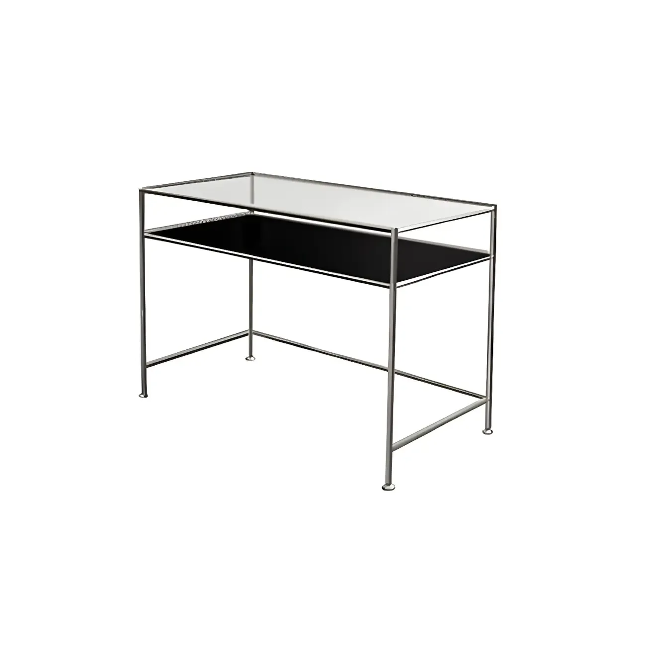 31.5"H Rectangular Glass Top Stainless Steel Base Writing Desk Image - 6
