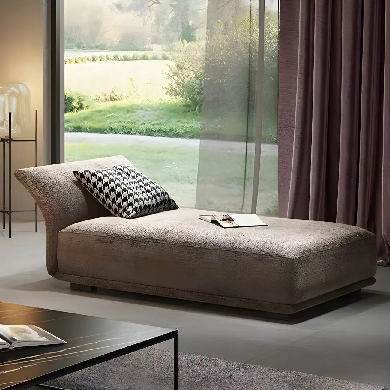 Contemporary Upholstered Chaise Lounge Armless Arms Lounge Chair Image - 3 | homeyfad