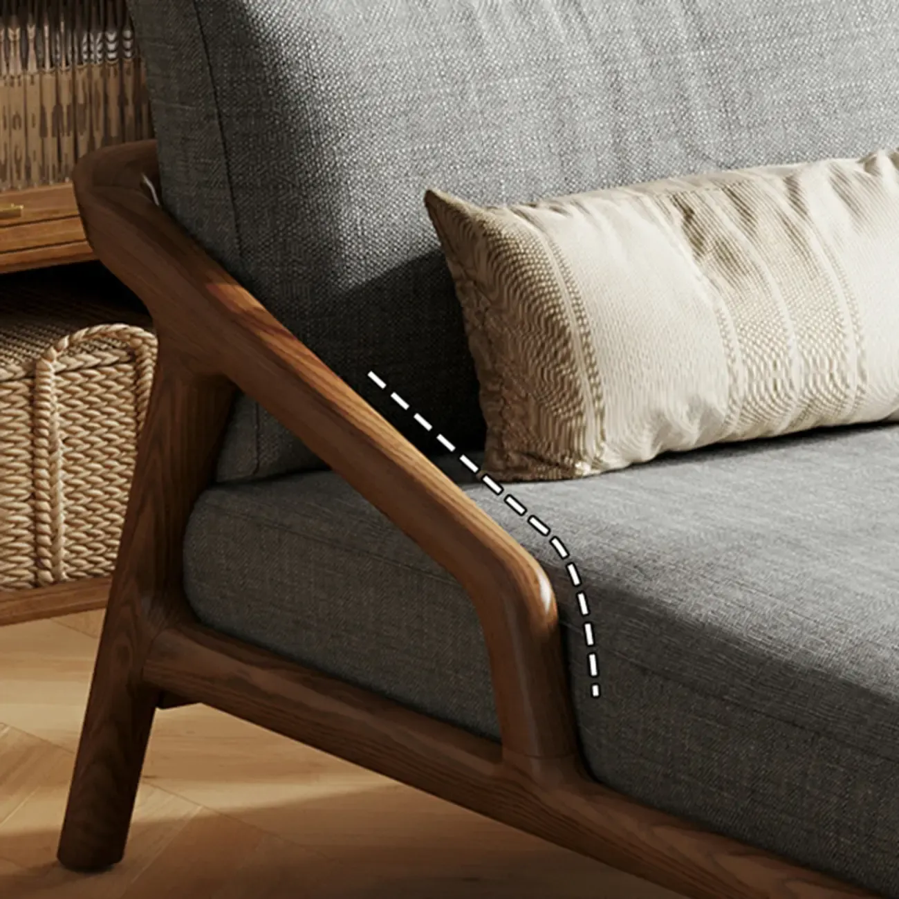Upholstered Solid Wood Dual-Sided Arm Chaise with Pillow Image - 5