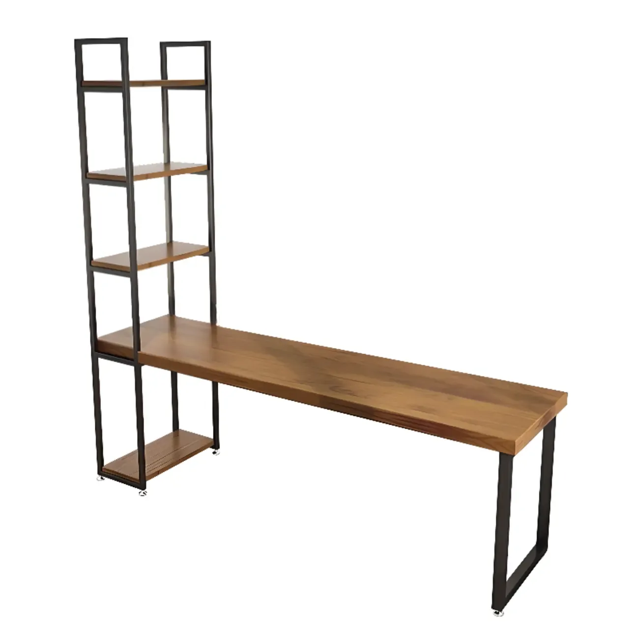 71" Modern Brown Writing Desk with Left Shelf Image - 2