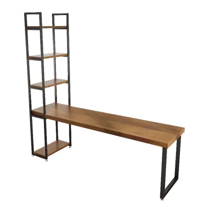 71" Modern Brown Writing Desk with Left Shelf Image - 2