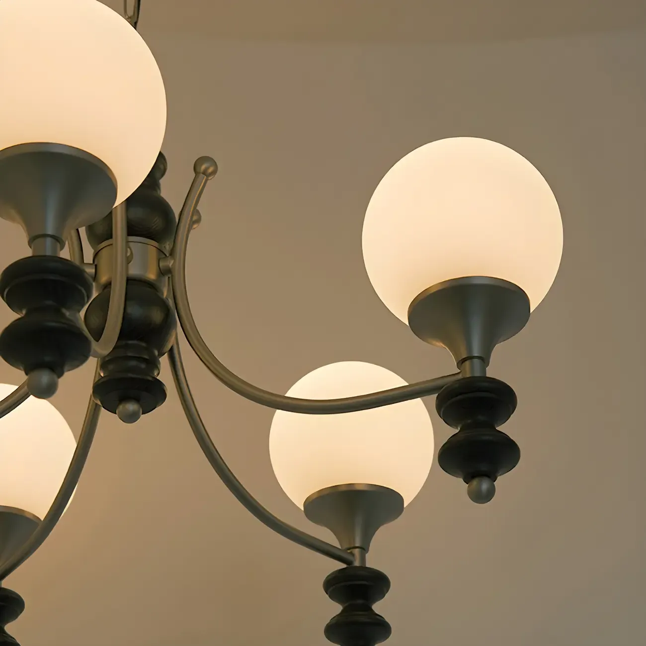 Modern Glass Chandeliers Black Metal Elegant Lighting Image - 10